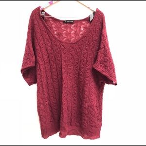 Maurices Maroon Knit Short Sleeve Sweater